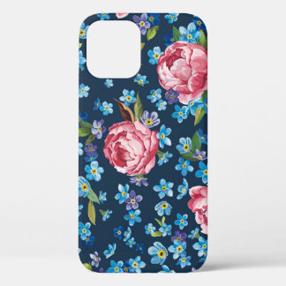 Elegant Pink Peonies Retro Background iPhone 12 Case