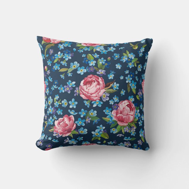 Elegant Pink Peonies Retro Background Cushion (Front)