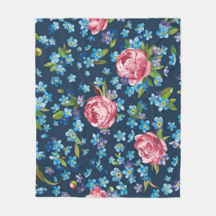 Elegant Pink Peonies Retro Background Fleece Blanket