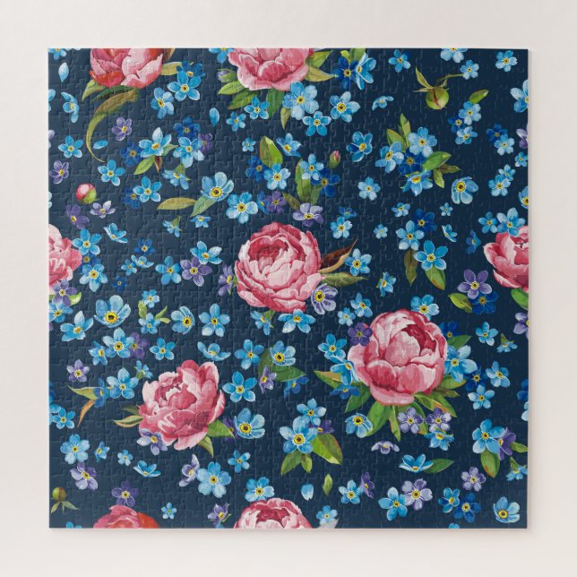 Elegant Pink Peonies Retro Background Jigsaw Puzzle (Vertical)