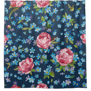 Elegant Pink Peonies Retro Background Shower Curtain