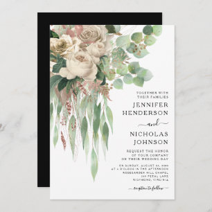 Elegant Pink Peonies Wedding Invitation