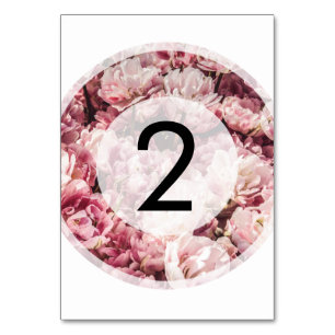 Elegant Pink Peonies Wedding Table Number