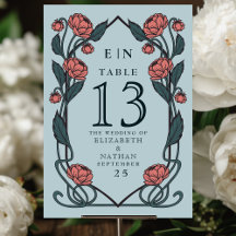 Elegant Pink Peony Art Nouveau Floral Wedding