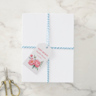 Elegant Pink Peony Botanical Birthday Brunch Gift Tags