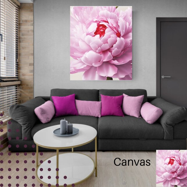 Elegant Pink Peony Floral Digital Photography Canvas Print (Creator Uploaded)