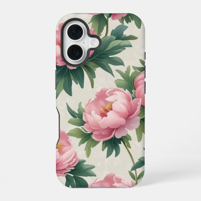 Elegant Pink Peony Floral Pattern - Timeless  iPhone 16 Case (Back)