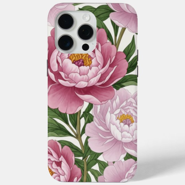 Elegant Pink Peony Floral Phone Case (Back)