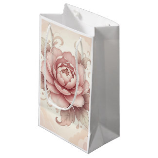 Elegant Pink Peony Floral Small Gift Bag