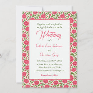 Elegant Pink Peony Floral Wedding Invitation
