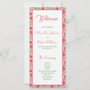 Elegant Pink Peony Floral Wedding Program