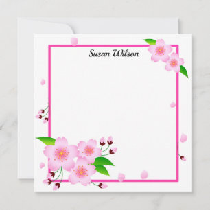 Elegant Pink Peony Flower Personalised Card