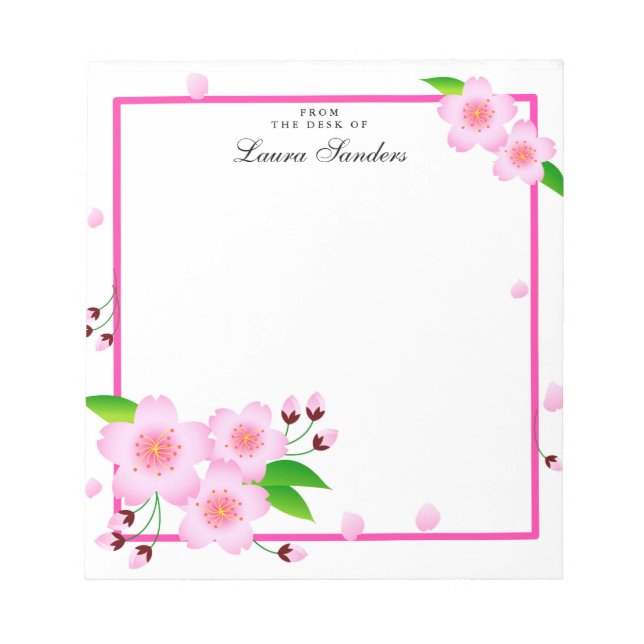 Elegant Pink Peony Flower Personalised Notepad (Front)