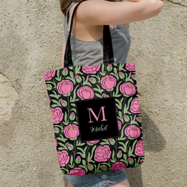 Elegant Pink Peony Flowers Personalised Tote Bag (Creator Uploaded)