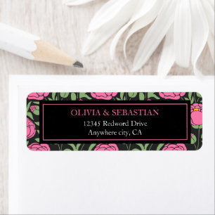 Elegant Pink Peony Flowers Wedding Return Address 