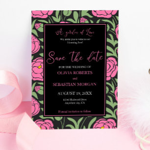 Elegant Pink Peony Flowers Wedding Save The Date