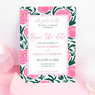 Elegant Pink Peony Flowers Wedding Save The Date