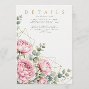 Elegant Pink Peony Gold Geometric Wedding Programme