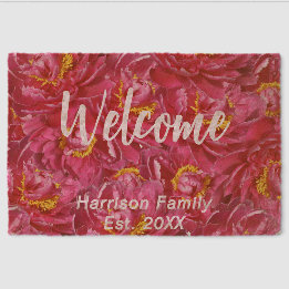 Elegant Pink Peony Stylish Calligraphy Monogram