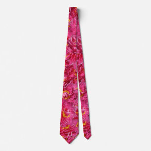Elegant Pink Peony Stylish Calligraphy Monogram Tie