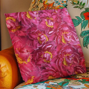 Elegant Pink Peony Stylish Floral Photography Cushion