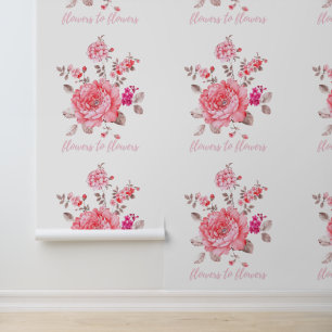 Elegant Pink Peony Textured Vinyl Floral Wallpaper