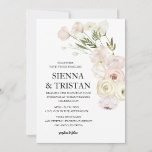 Elegant Pink Peony Wedding  Invitation