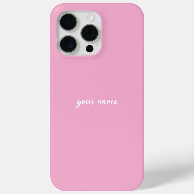 Elegant Pink Personalised iPhone 15 Pro Max Case w (Back)
