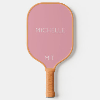 Elegant Pink Personalised Name and Monogram Pickleball Paddle