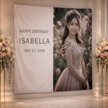 Elegant Pink Photo 18th Birthday Backdrop