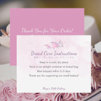 Elegant Pink Piping Bag Bread Care Instructions