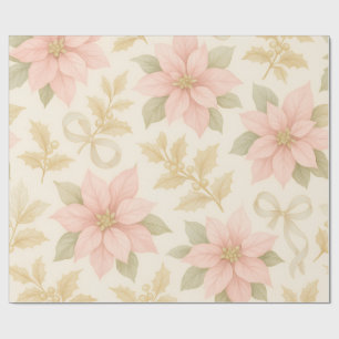 Elegant Pink Poinsettia Christmas Wrapping Paper