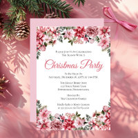Elegant Pink Poinsettias Floral Christmas Party