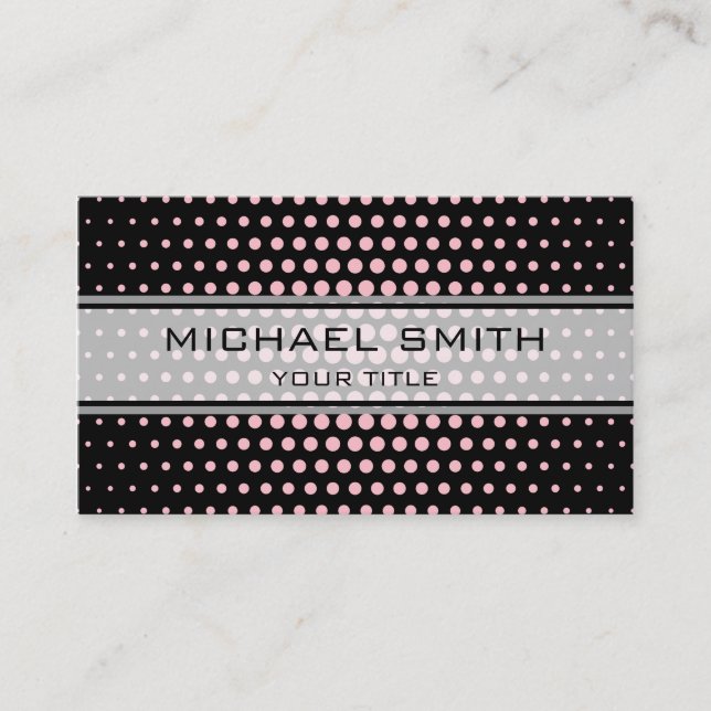 Elegant Pink Polka Dot Pattern Business Card (Front)