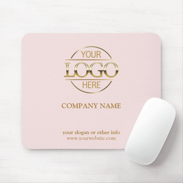 Elegant Pink Promotional Company Business Logo Mouse Pad (With Mouse)