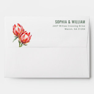 Elegant Pink Protea Floral Illustration Envelope