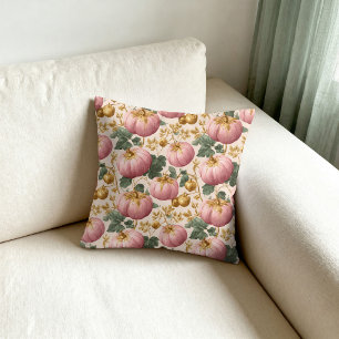 Elegant Pink Pumpkins Autumn Design Cushion