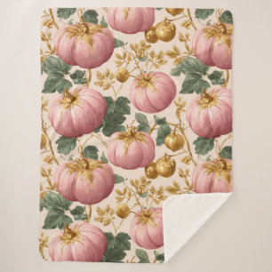 Elegant Pink Pumpkins Autumn Design Sherpa Blanket