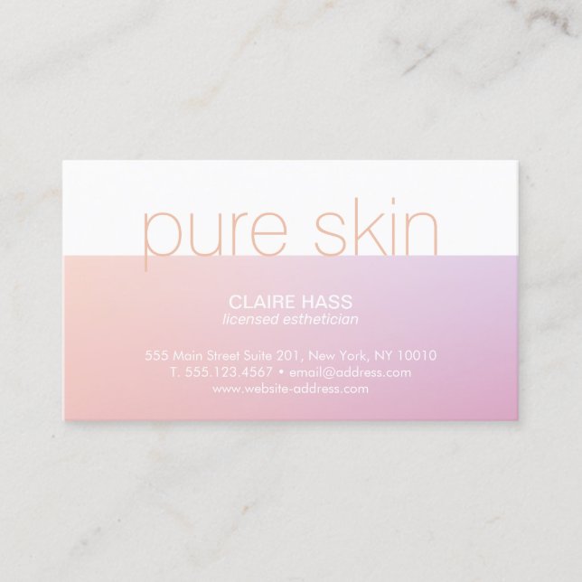 Elegant Pink Purple Aesthetician Spa Business Card (Front)