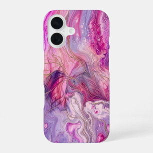Elegant Pink & Purple Alcohol Ink Gold Glitter Cas iPhone 16 Case