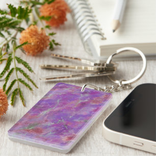 Elegant Pink, Purple, and Silver Marble Pattern Key Ring