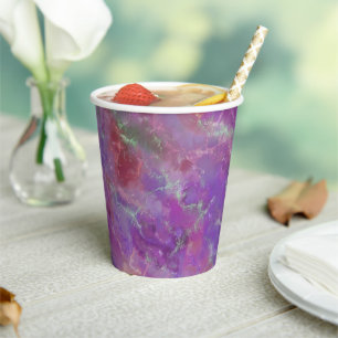 Elegant pink, purple and silver Marble Pattern Paper Cups