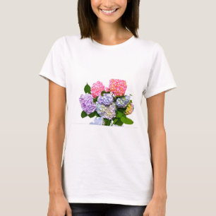 Elegant pink purple blue flowers floral hydrangeas T-Shirt