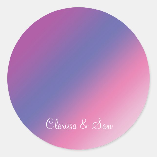 elegant pink purple blue ombre gradient colourful classic round sticker (Front)
