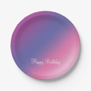 elegant pink purple blue ombre gradient colourful paper plate