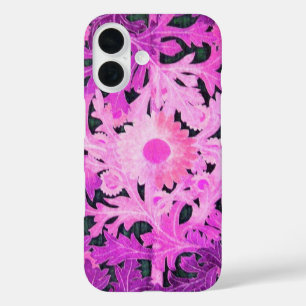 ELEGANT PINK PURPLE DAISY Floral Leaves iPhone 16 Case