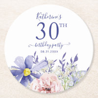 Elegant Pink Purple Floral 30th Birthday Party