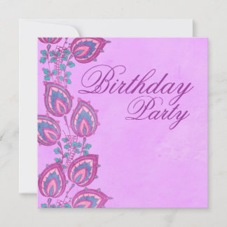 Elegant Pink & Purple Floral Birthday Invitation