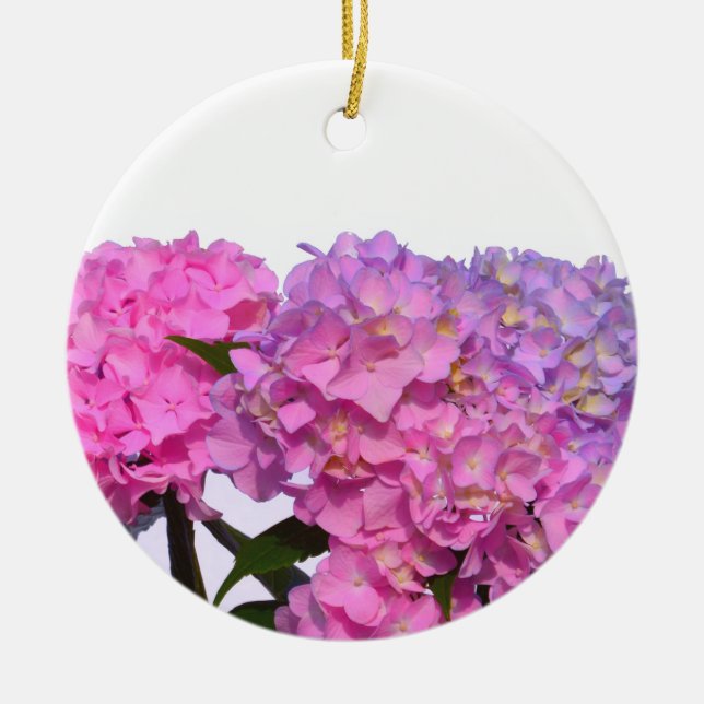 Elegant pink purple floral hydrangeas  ceramic tree decoration (Front)