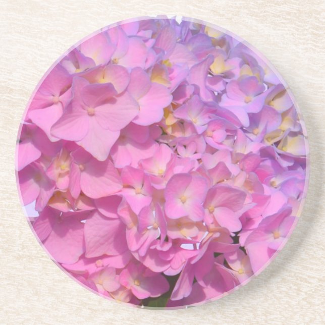 Elegant pink purple floral hydrangeas  coaster (Front)